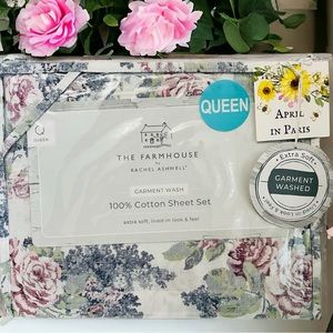 Rachel Ashwell THE FARMHOUSE Shabby Chic Floral QUEEN Sheets 100% Cotton